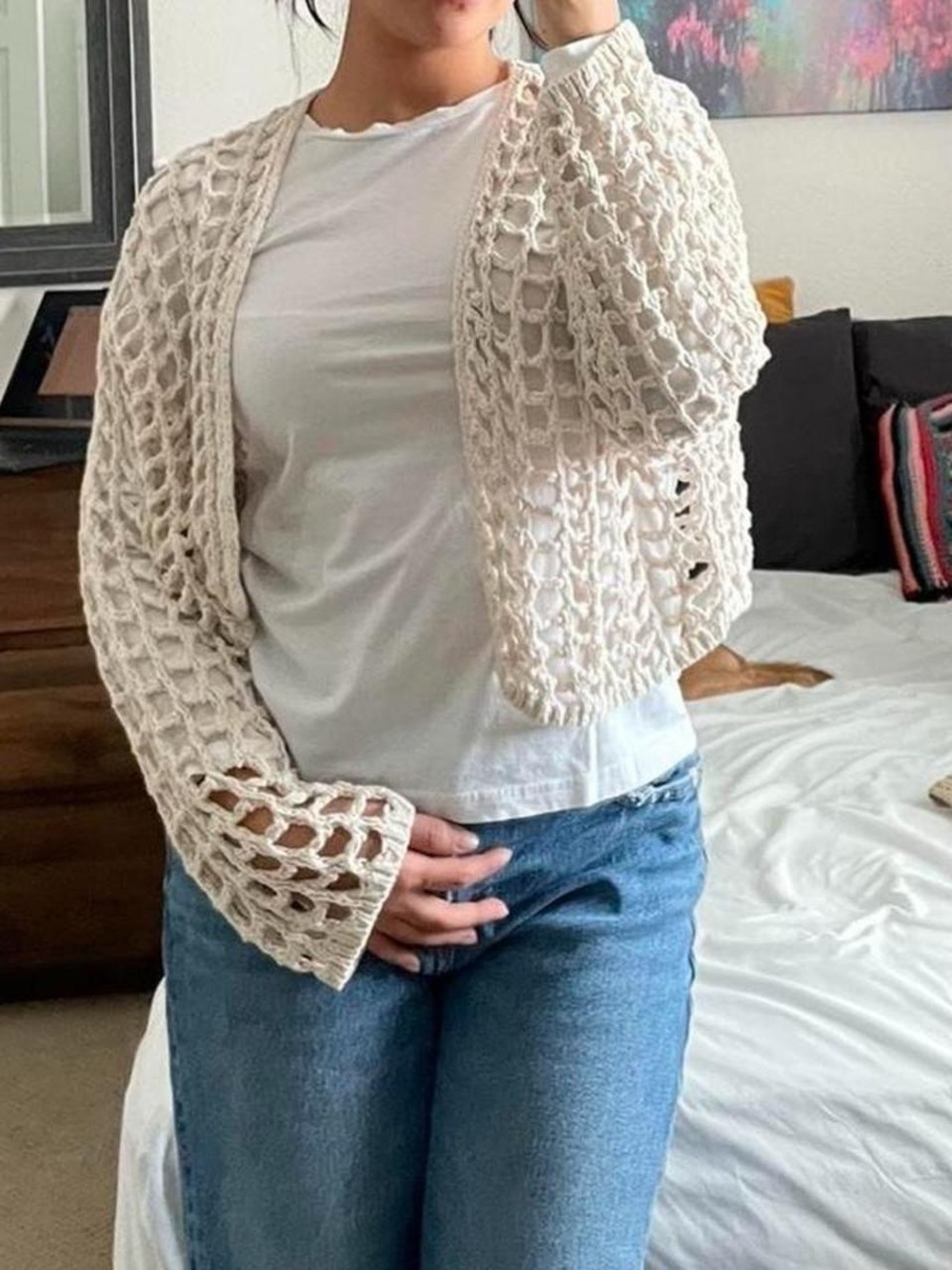 Garage Cream crochet cardigan